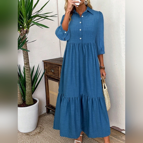 Women's Solid Color Maxi Vacation Casual Dress - Picture 1 of 4